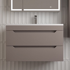 Style Line Тумба с раковиной Остин 80 подвесная тауп темный – фотография-2